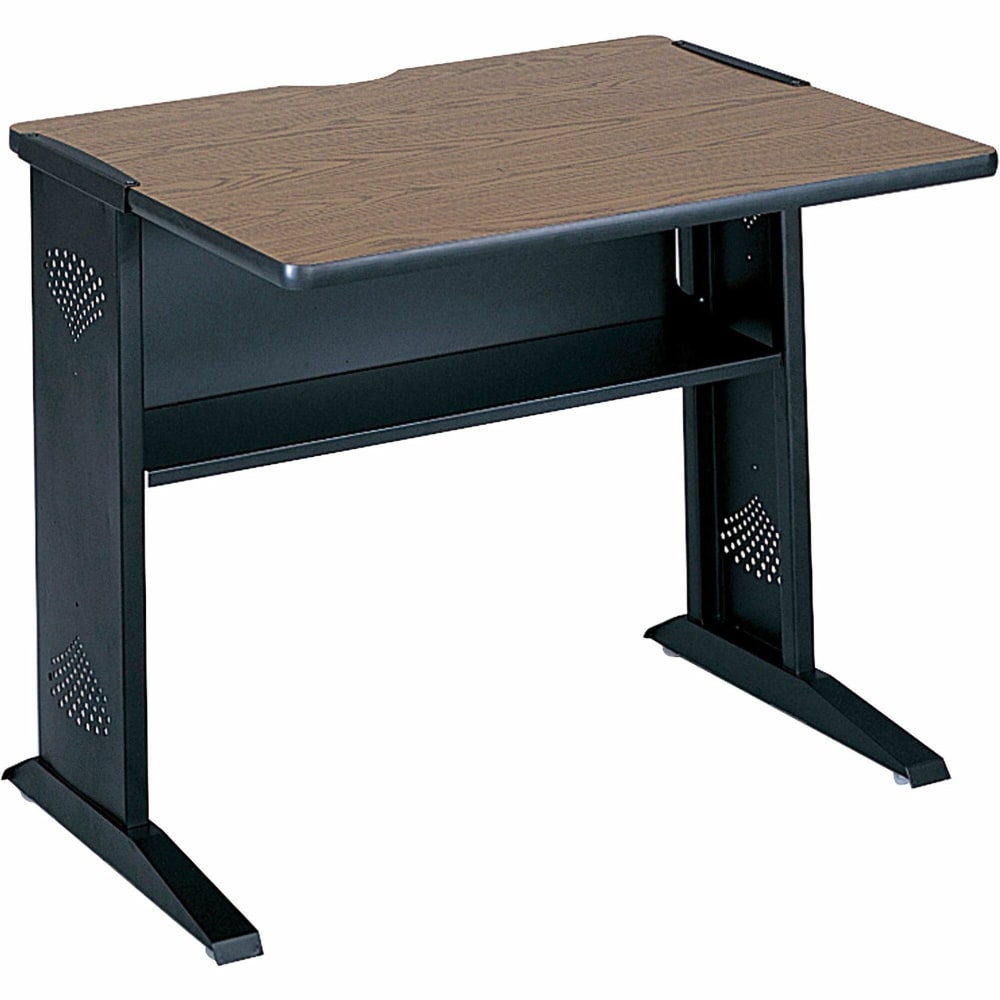 Safco Reversible-Top Computer Desk, 36inW, Mahogany & Medium Oak/Black