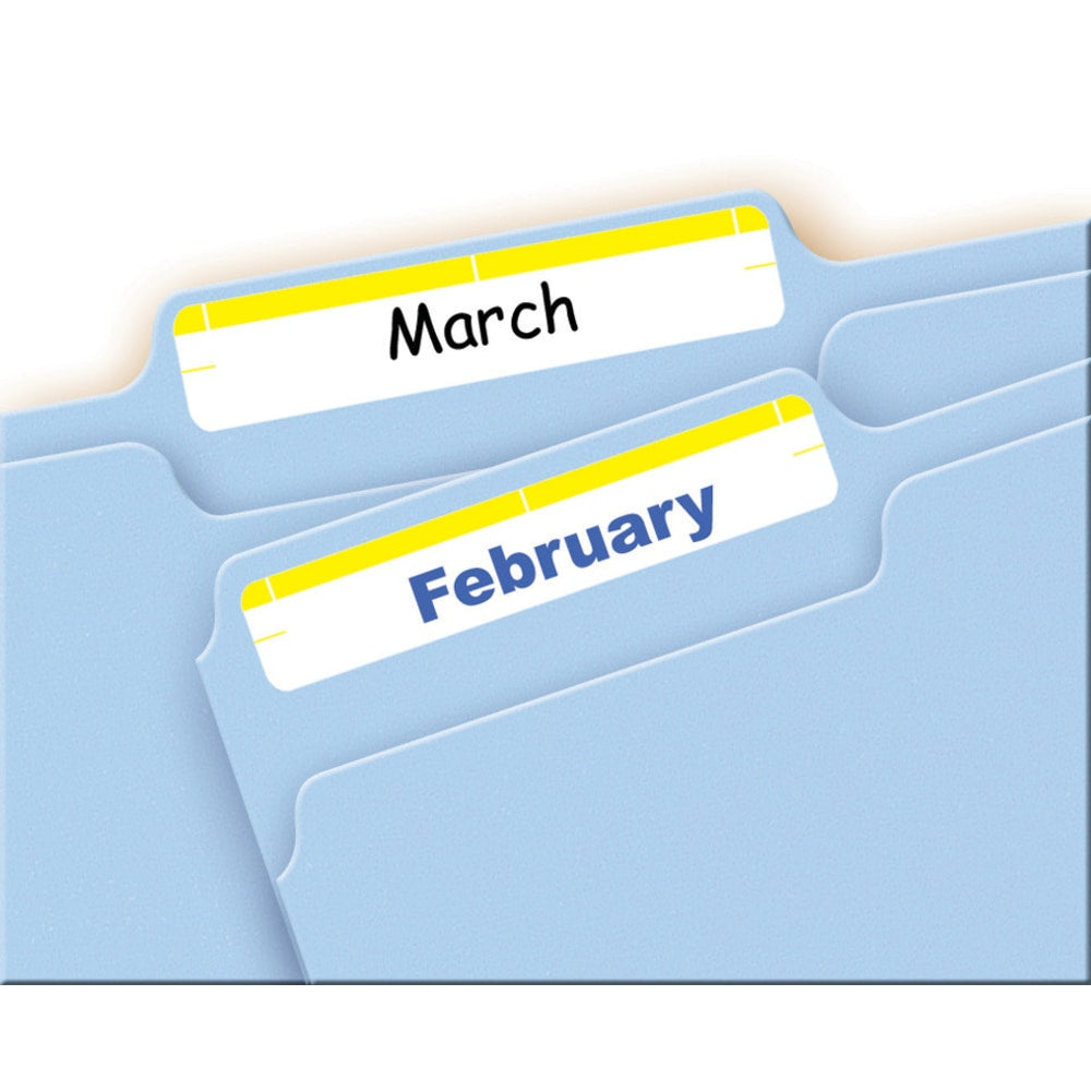 Avery File Folder Labels On 4in x 6in Sheet With Easy Peel, 5209, Rectanlge, 2/3in x 3-7/16in, White With Yellow Color Bar, Pack Of 252 Labels