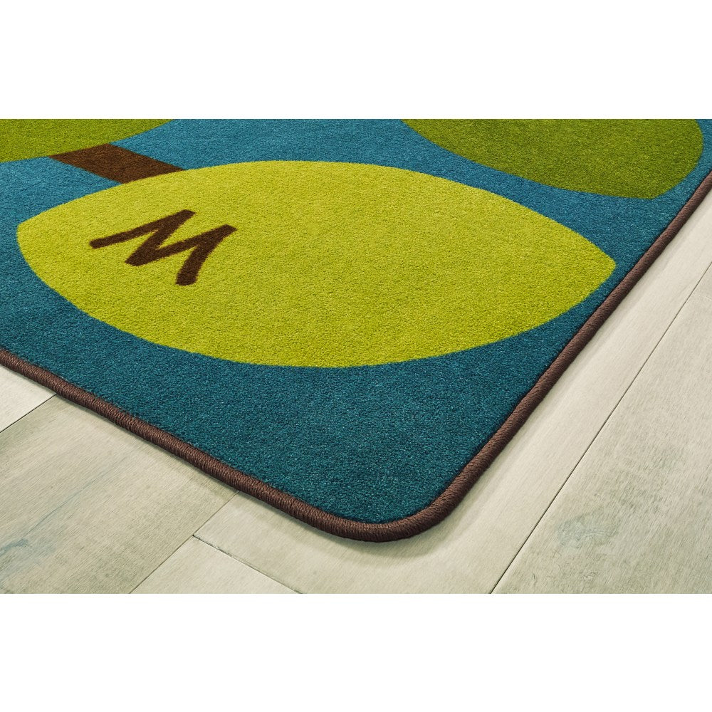 Carpets for Kids Premium Collection Owl-Phabet Learning Tree Classroom Rug, 4ft x 6ft, Blue