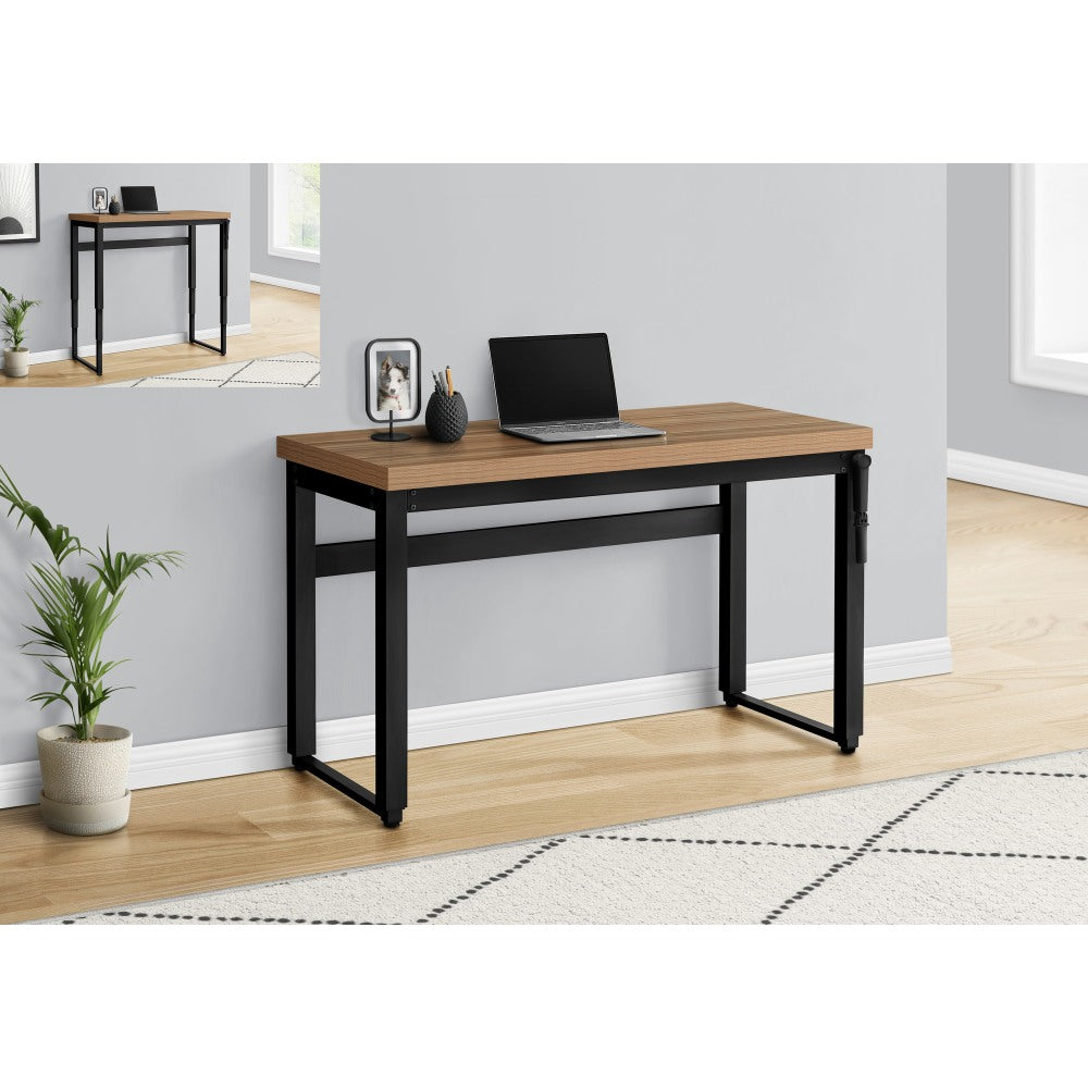 Monarch Specialties Watts 48inW Adjustable-Height Computer Desk, Light Reclaimed Wood/Black