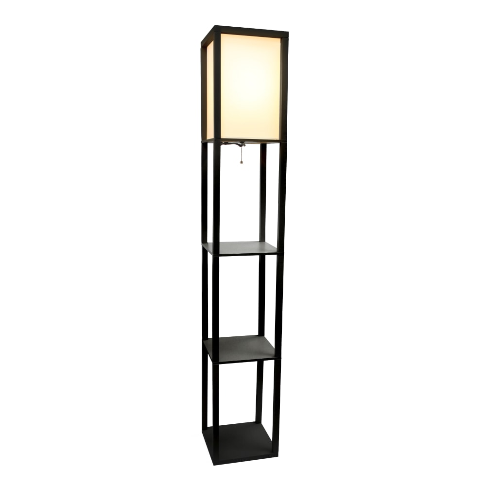 Simple Designs Etagere Organizer Floor Lamp, 62 1/2inH, White Shade/Black Base