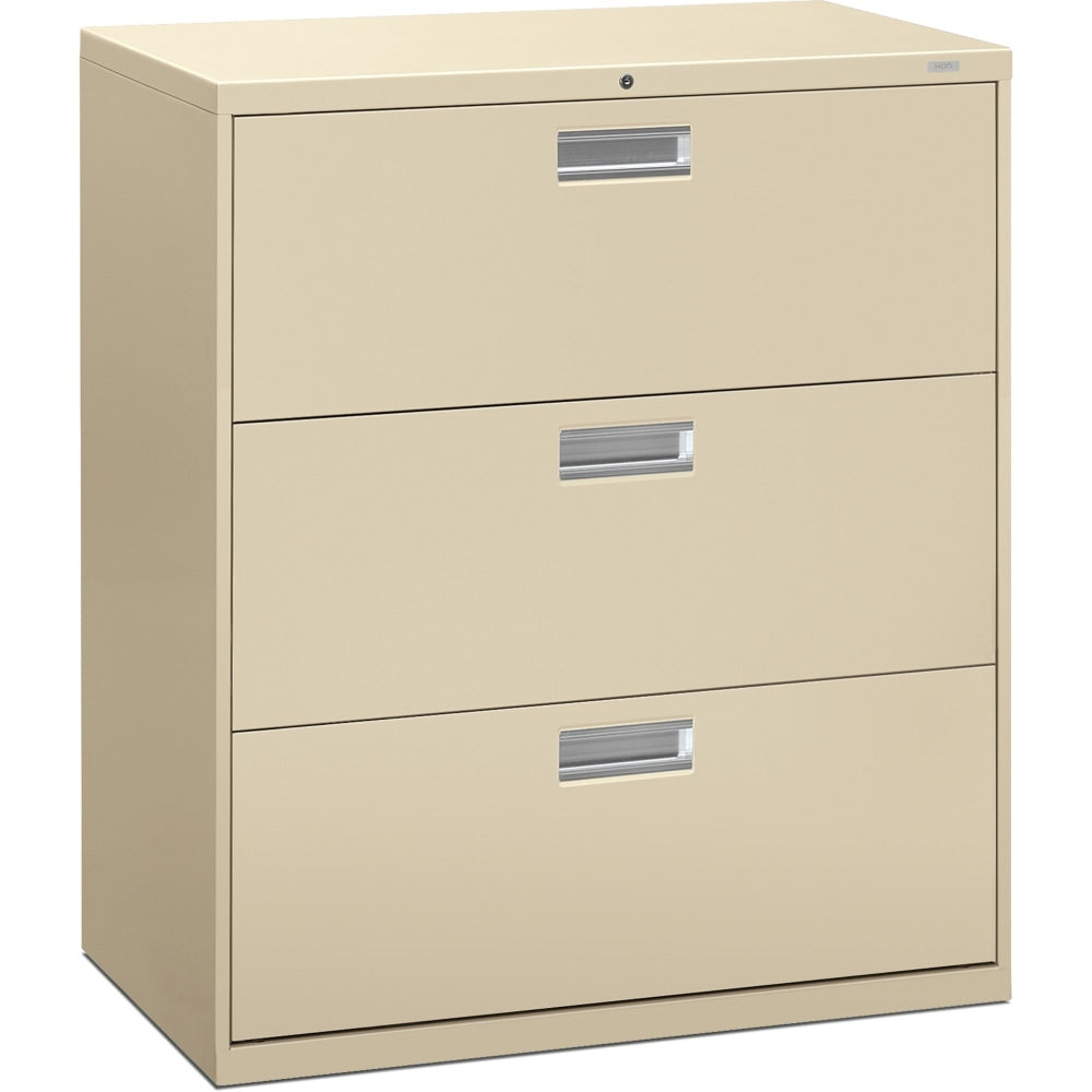 HON Brigade 600 36inW x 19-1/4inD Lateral 3-Drawer File Cabinet, Putty