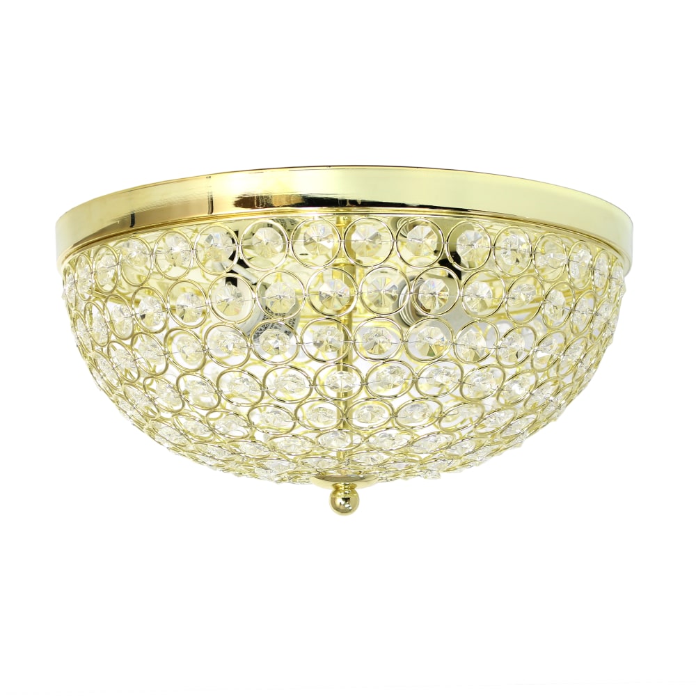 Lalia Home Crystal Glam 2-Light Ceiling Flush-Mount Light, Gold/Crystal