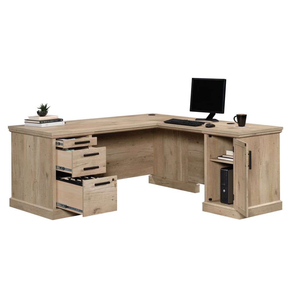 Sauder Mason Peak 72inW Commercial L-Shaped Computer Desk, Prime Oak