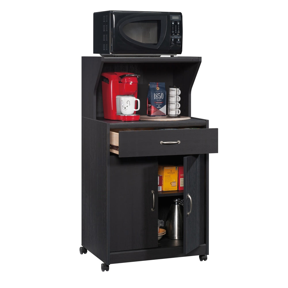 Sauder 25inW Storage, Microwave And Kitchen Cart, Raven Oak