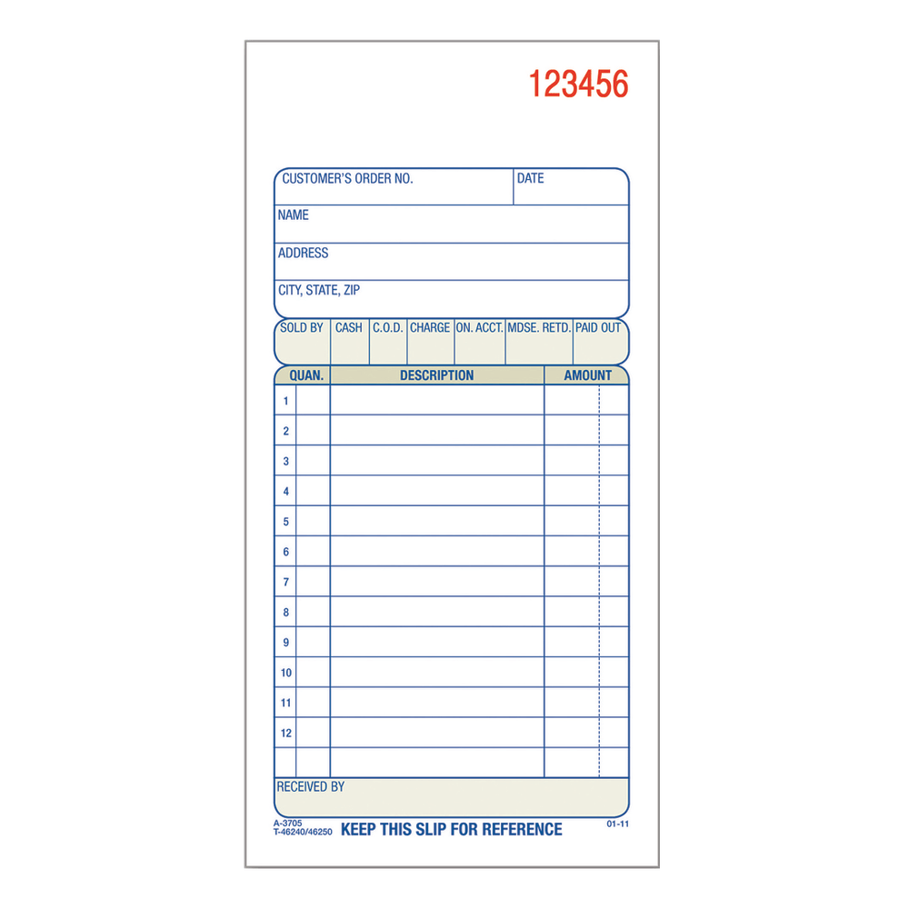 Adams Carbonless 2-Part Sales Book, 3 11/32in x 7 3/16in, Pack Of 50 Sets