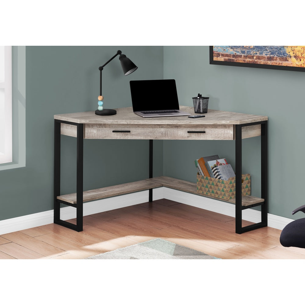 Monarch Specialties Jordan 42inW Corner Computer Desk, Taupe/Black