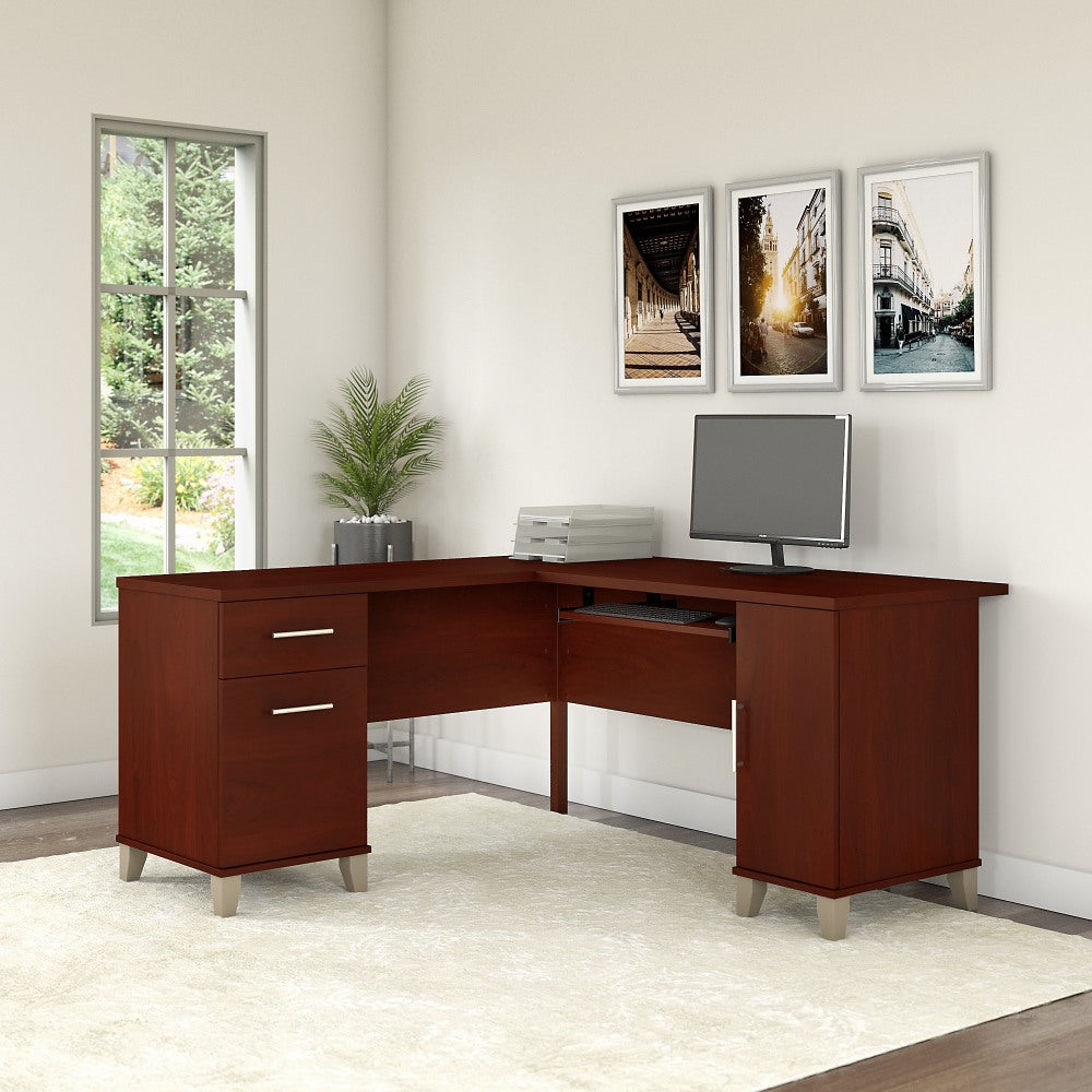 Bush Business Furniture Somerset 60inW L-Shaped Corner Desk, Hansen Cherry, Standard Delivery