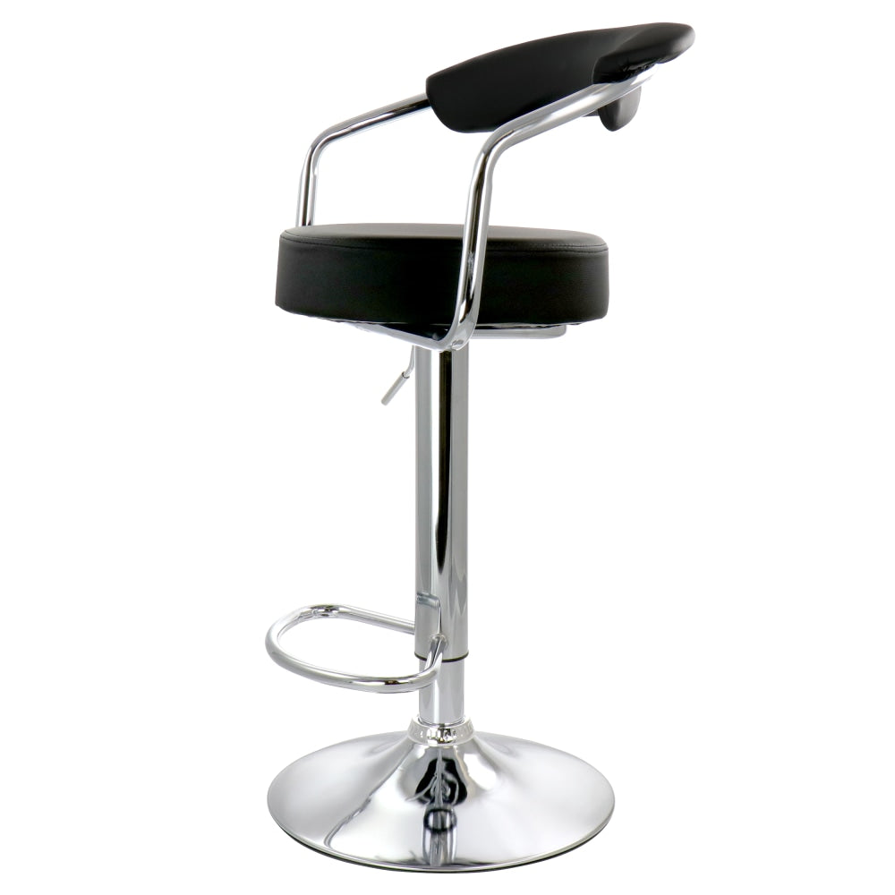 Elama Faux Leather Retro Adjustable Bar Stools, Black/Chrome, Set Of 2 Stools