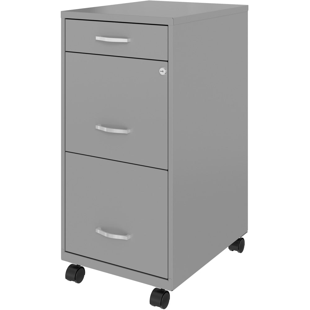 Realspace SOHO Organizer 18inD Vertical 3-Drawer Mobile File Cabinet, Silver