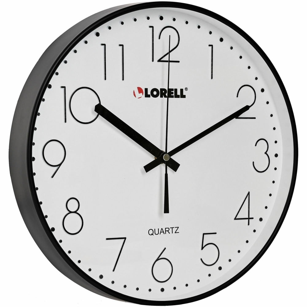 Lorell 12in Round Quiet Wall Clock - Analog - Quartz - Black