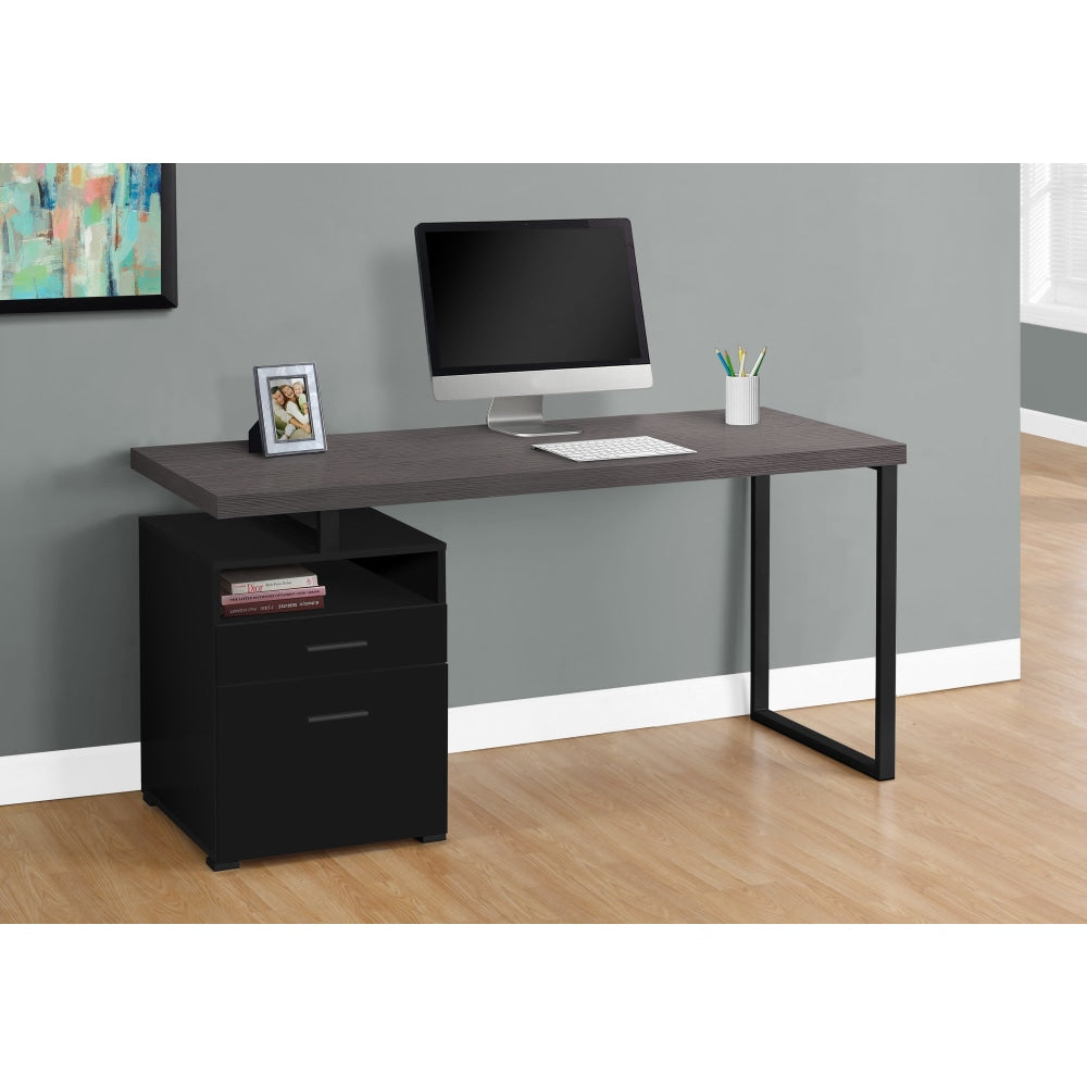 Monarch Specialties Mark 60inW Computer Desk, Black/Gray