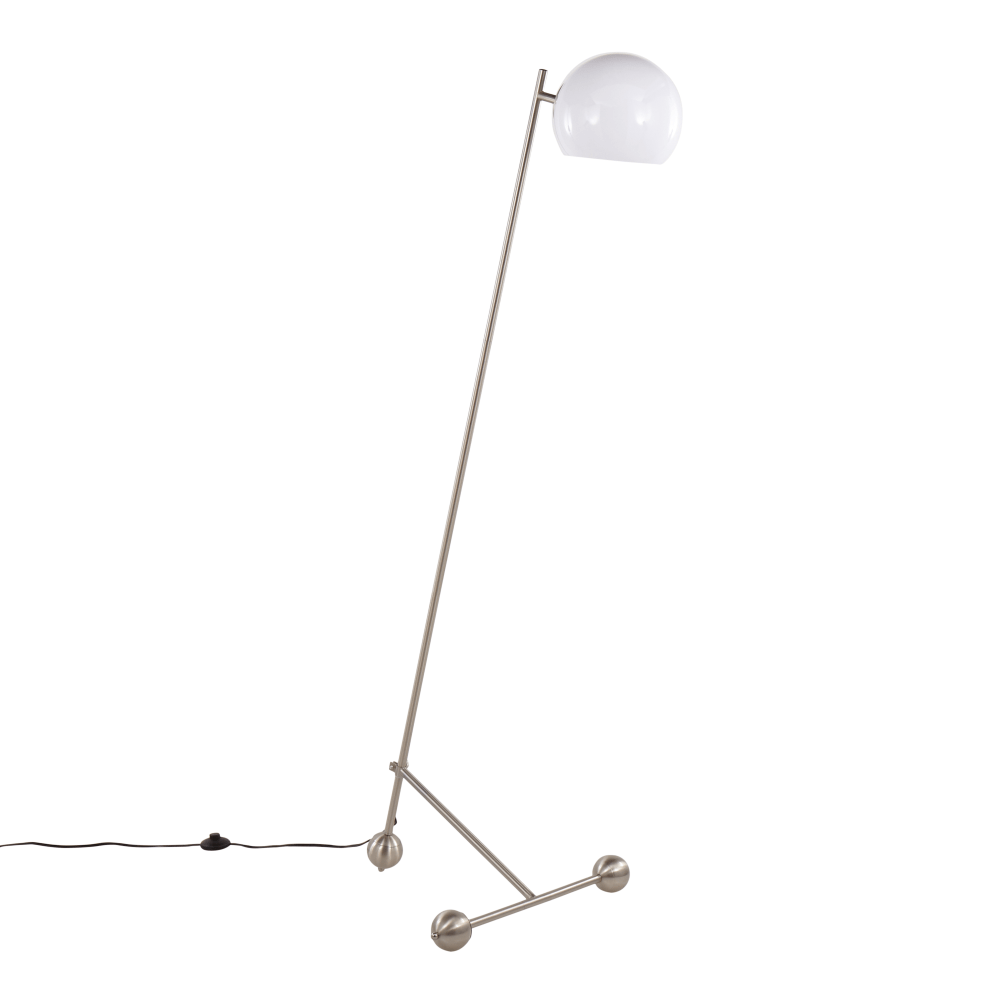 LumiSource Eileen Floor Lamp, 67inH, White Shade/Brushed Nickel Base