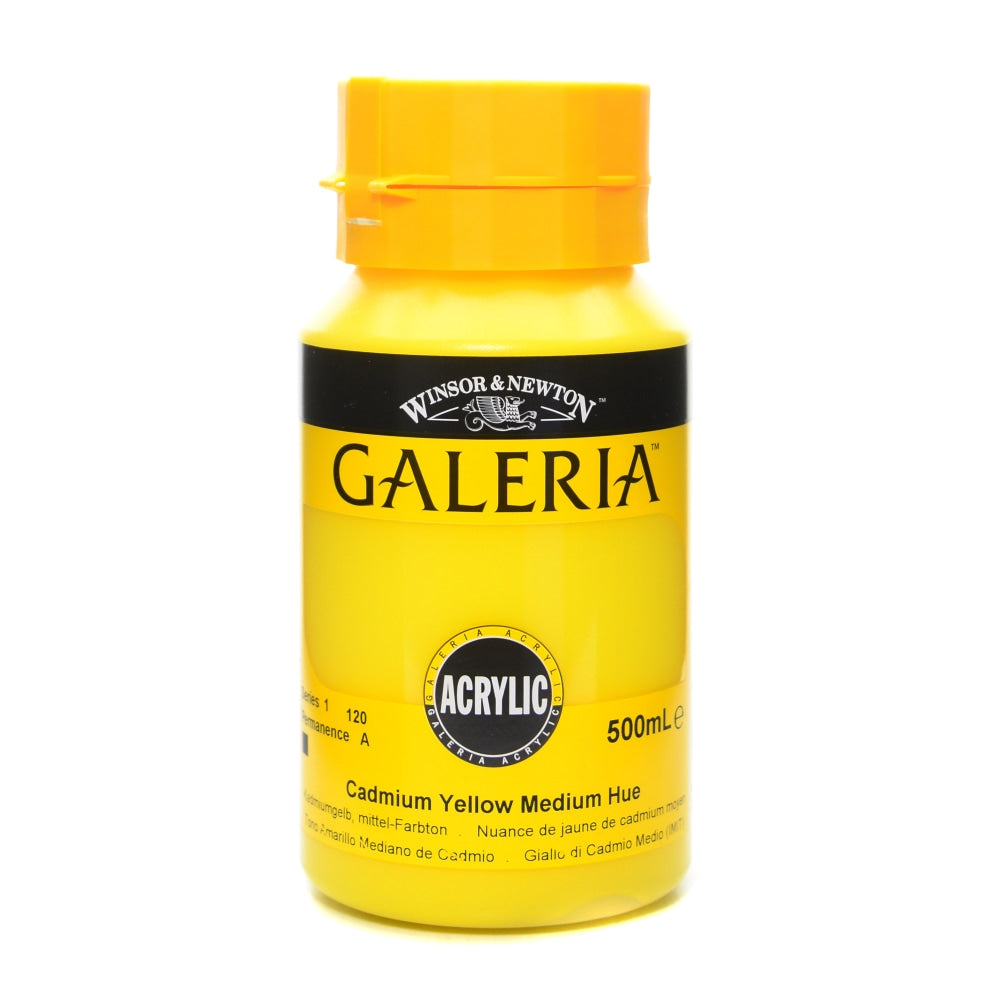 Winsor & Newton Galeria Flow Formula Acrylic Colors, 500 mL, Cadmium Yellow Medium, 120