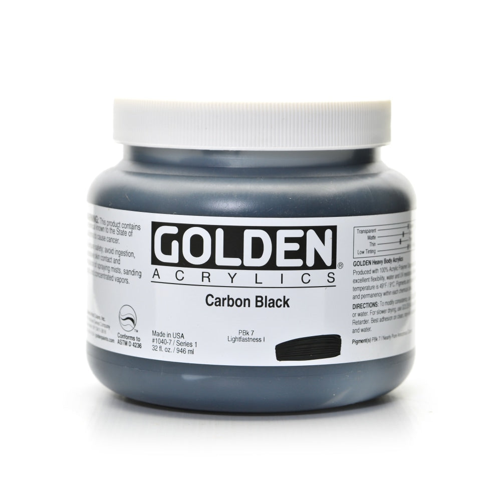 Golden Heavy Body Acrylic Paint, 32 Oz, Carbon Black