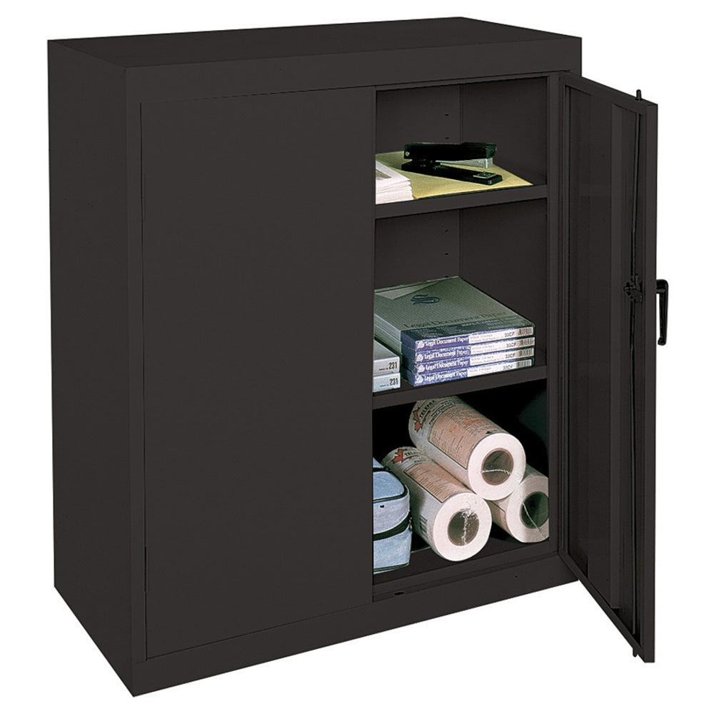 Realspace Steel Storage Cabinet, 3 Shelves, 42inH x 36inW x 18inD, Black