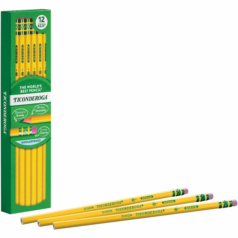 Ticonderoga Pencils, #2.5 Medium  Lead, Box Of 12