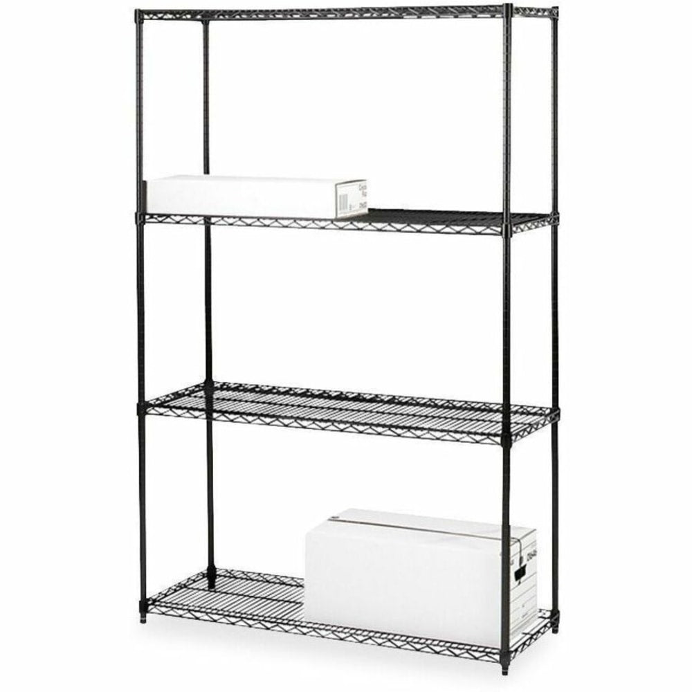 Lorell Industrial Wire Shelving Starter Unit, 36inW x 18inD, Black