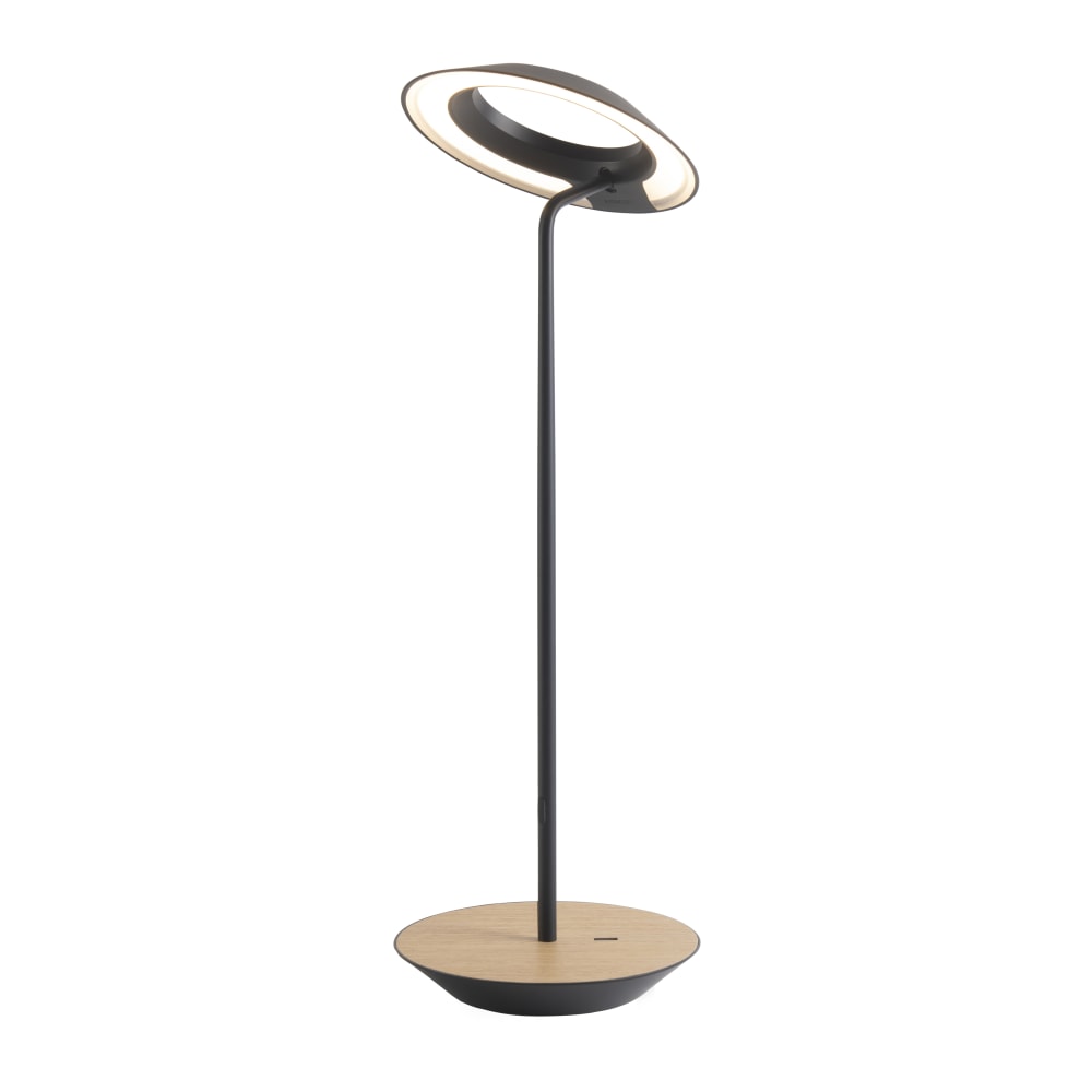 Koncept Royyo LED Desk Lamp, 17-7/16inH, Matte Black/White Oak Base Plate