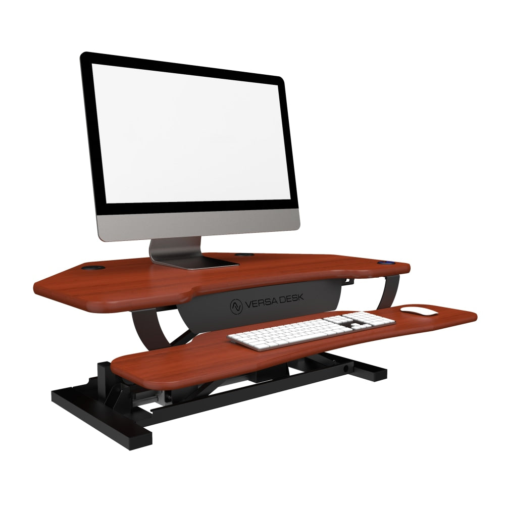 VersaDesk Power Pro Corner Push-Button Electric Height-Adjustable Sit-to-Stand Desk Riser, 36in x 31in, Cherry