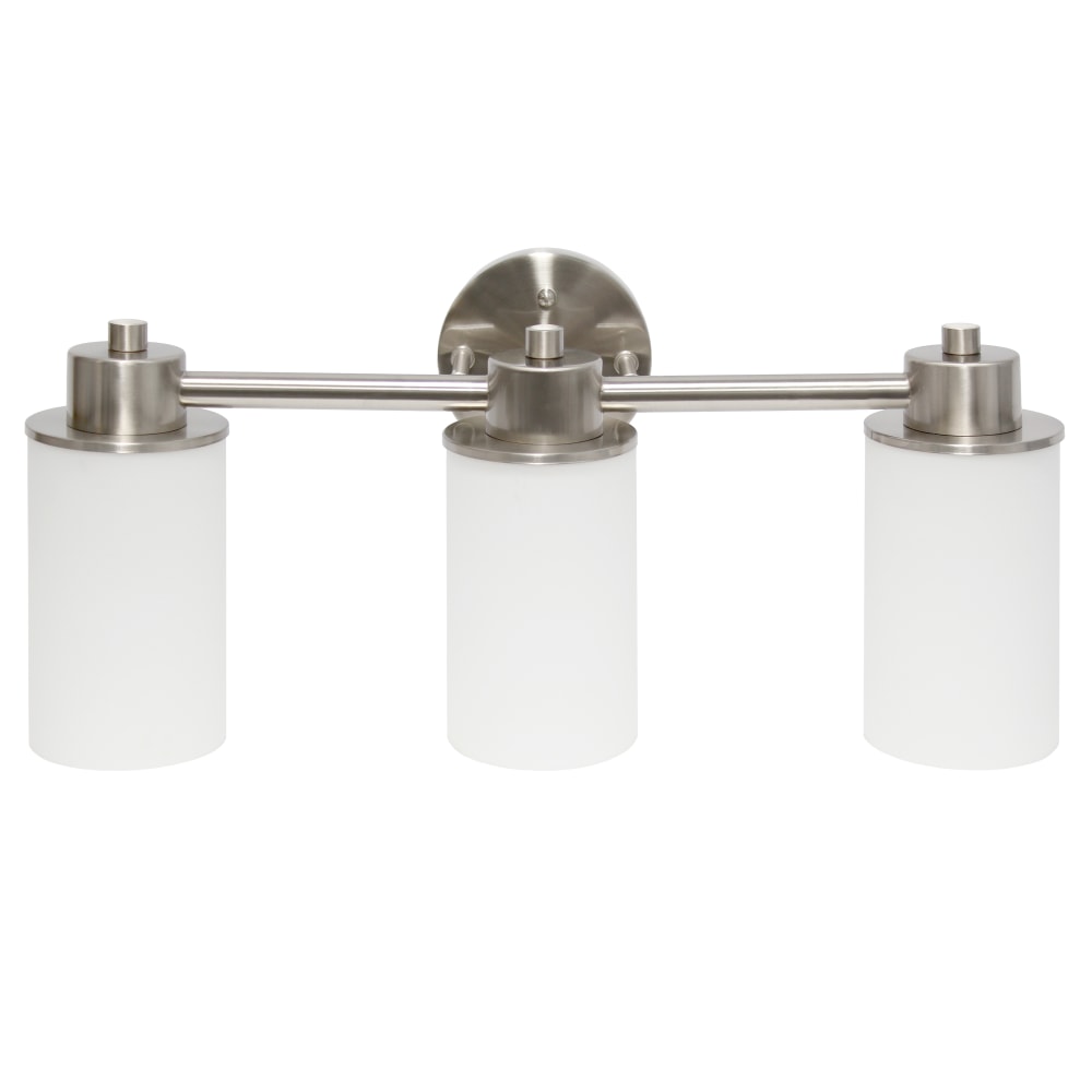 Lalia Home Essentix 3-Light Wall Mounted Vanity Light Fixture, 6-1/2inW, Opaque White/Brushed Nickel