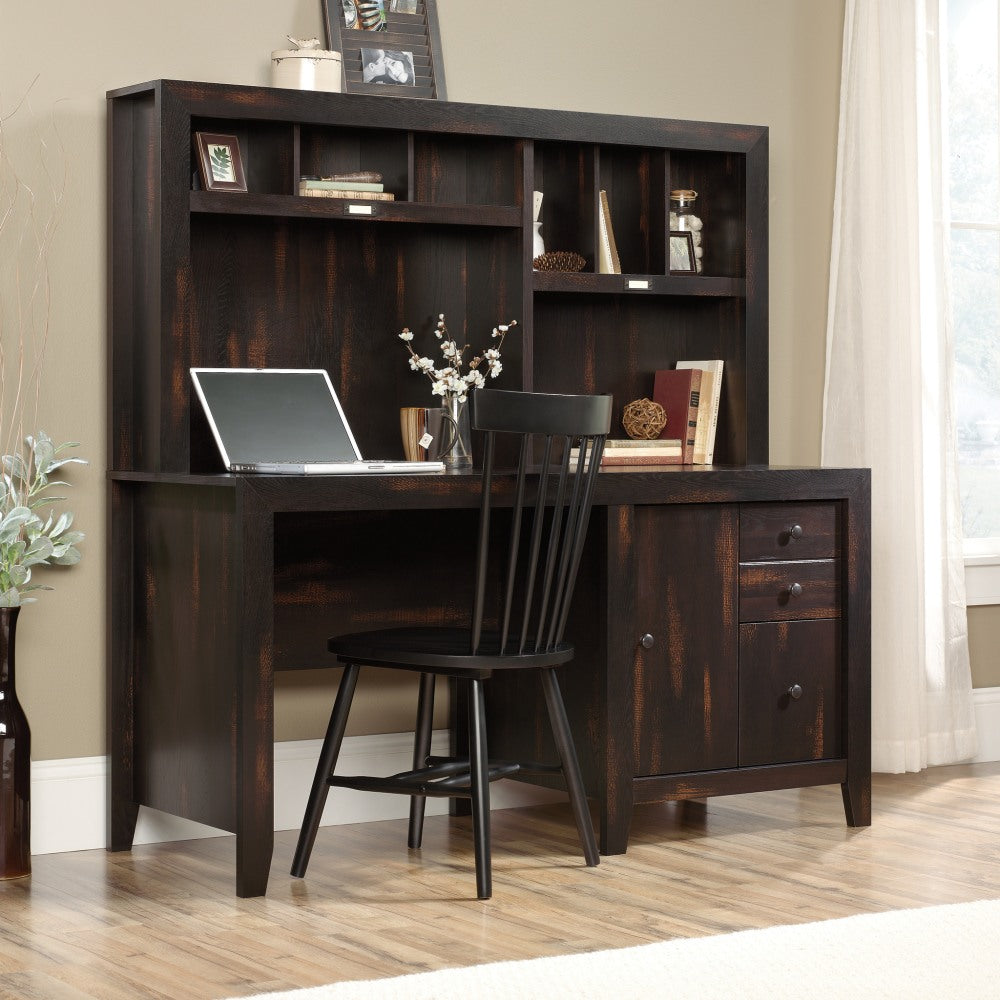 Sauder Dakota Pass Computer Desk With Hutch, Char Pine