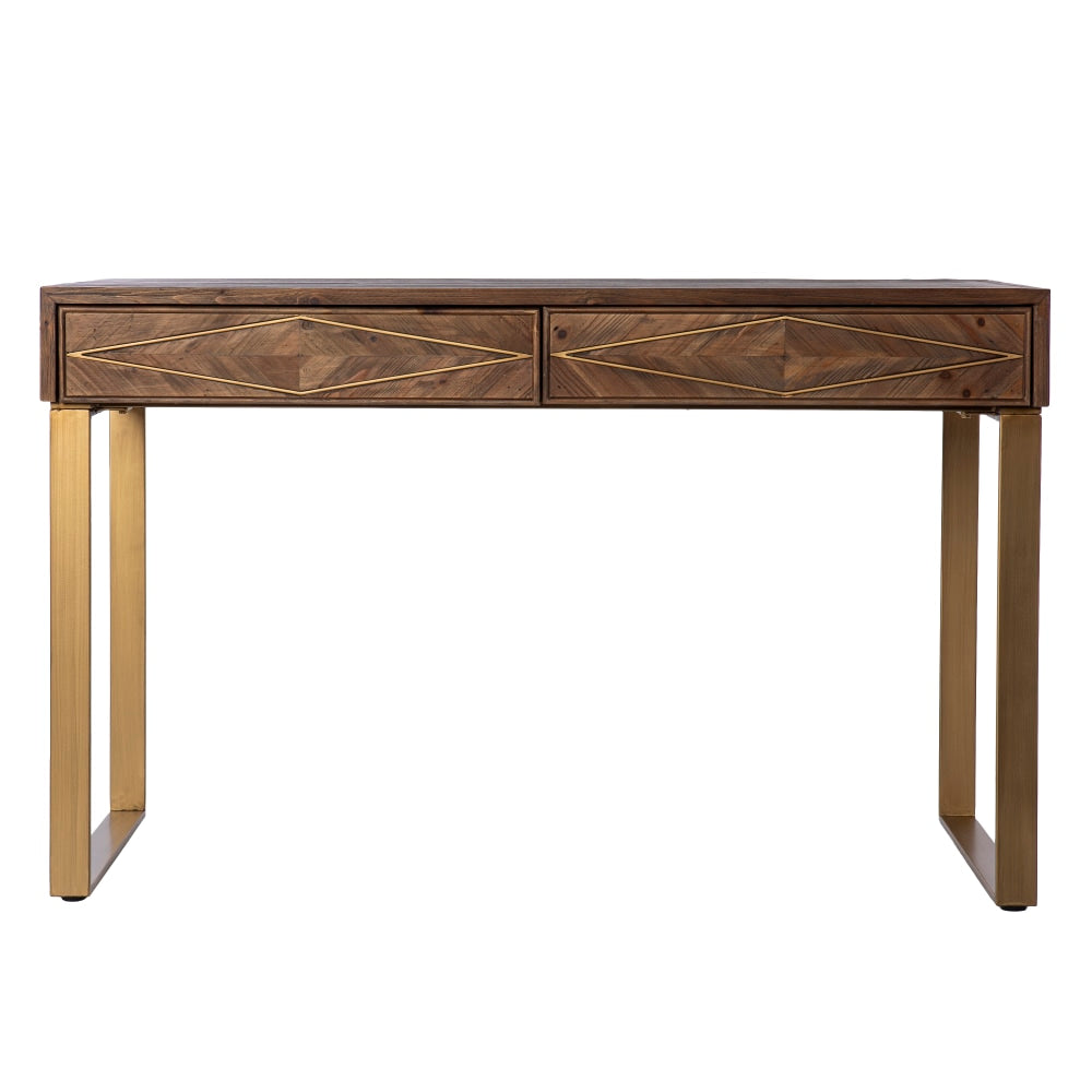 SEI Furniture Astorland 48inW Reclaimed Wood Writing Desk With Storage, Natural/Antique Brass