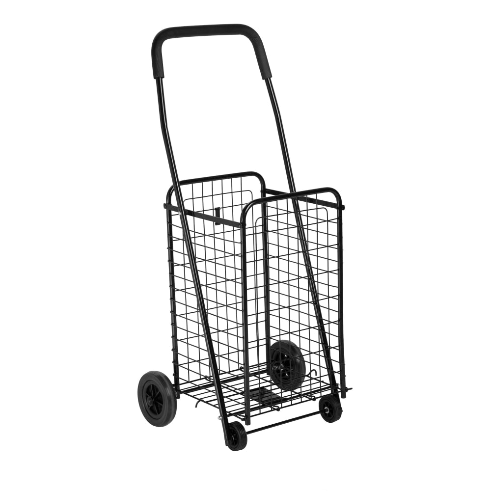 Honey-can-do CRT-01511 Medium Multi-Purpose Wheeled Utility Cart, Black - 50 lb Capacity - 4 Casters - 14in Length x 18.6in Width x 37.5in Height - Black Metal Frame