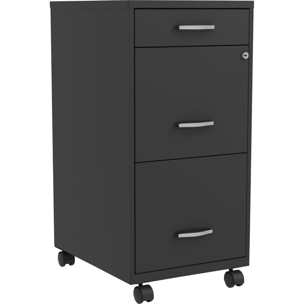 NuSparc 18in 3-Drawer Steel Mobile File Cabinet, Black, 1 Each