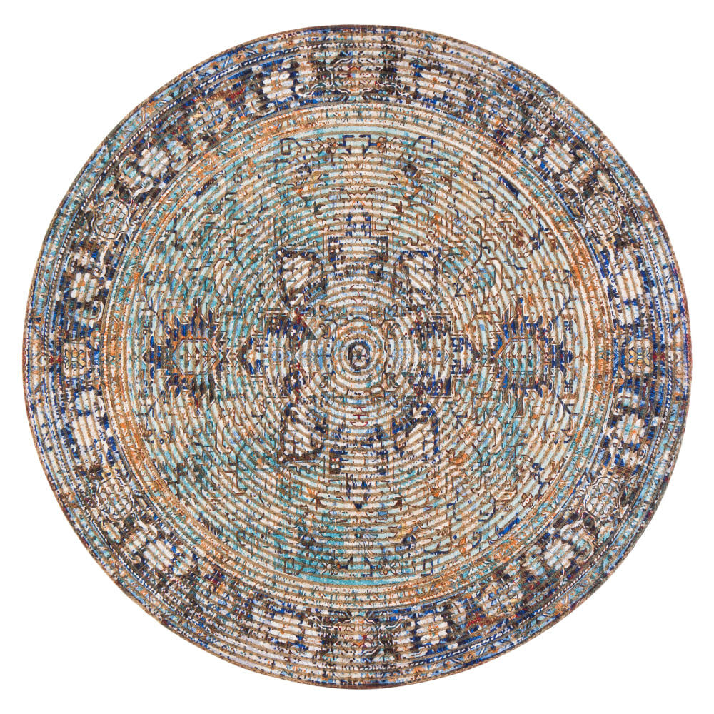 Anji Mountain Hazaran Round Area Rug, 4ft Diameter, Multicolor