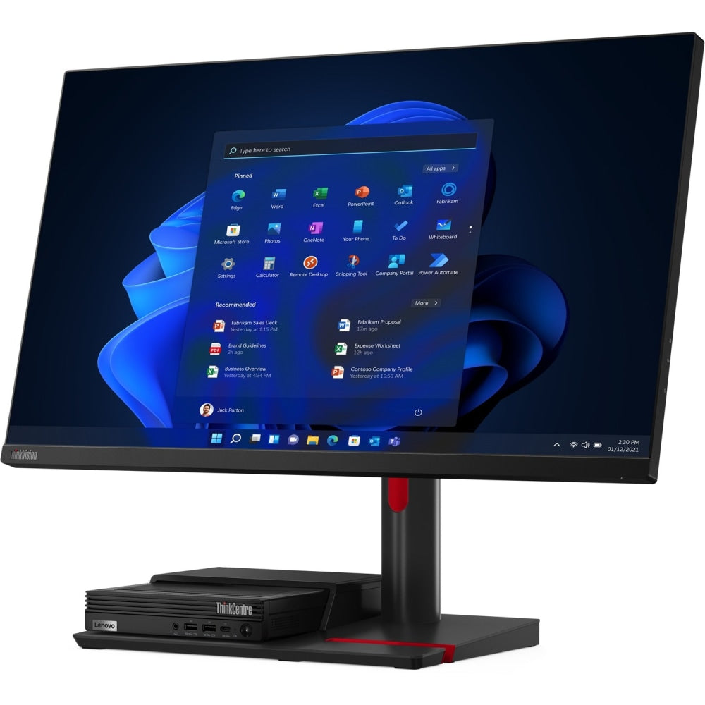 Lenovo ThinkCentre TIO Flex 22i 22in Class Full HD LCD Monitor - 16:9 - Black - 21.5in Viewable - In-plane Switching (IPS) Technology - 1920 x 1080 - 16.7 Million Colors - 250 Nit - 4 ms - Speakers - HDMI - VGA - DisplayPort - USB Hub