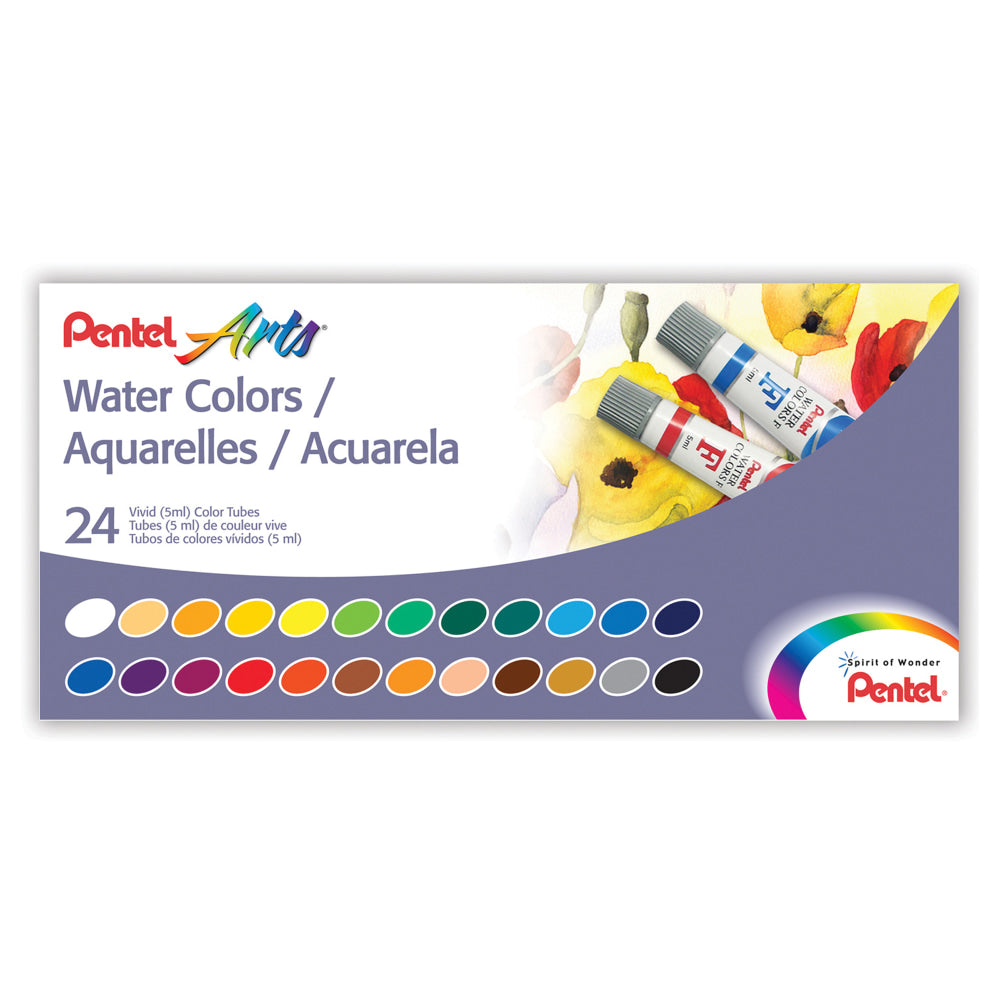 Pentel Watercolor Paints, 4.05 Oz, Set Of 24 Tubes