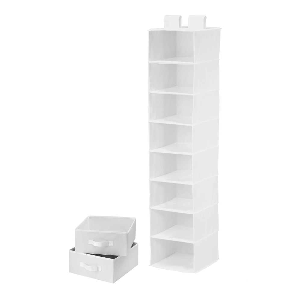 Honey-Can-Do Hanging Vertical Polyester Closet Organizer With 2-Pack Drawers, 8-Shelves, 54inH x 12inW x 12inD, White