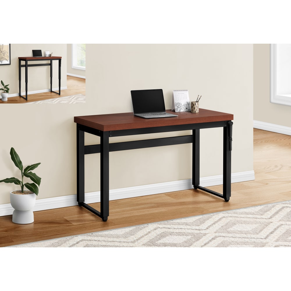 Monarch Specialties Watts 48inW Adjustable-Height Computer Desk, Cherry/Black