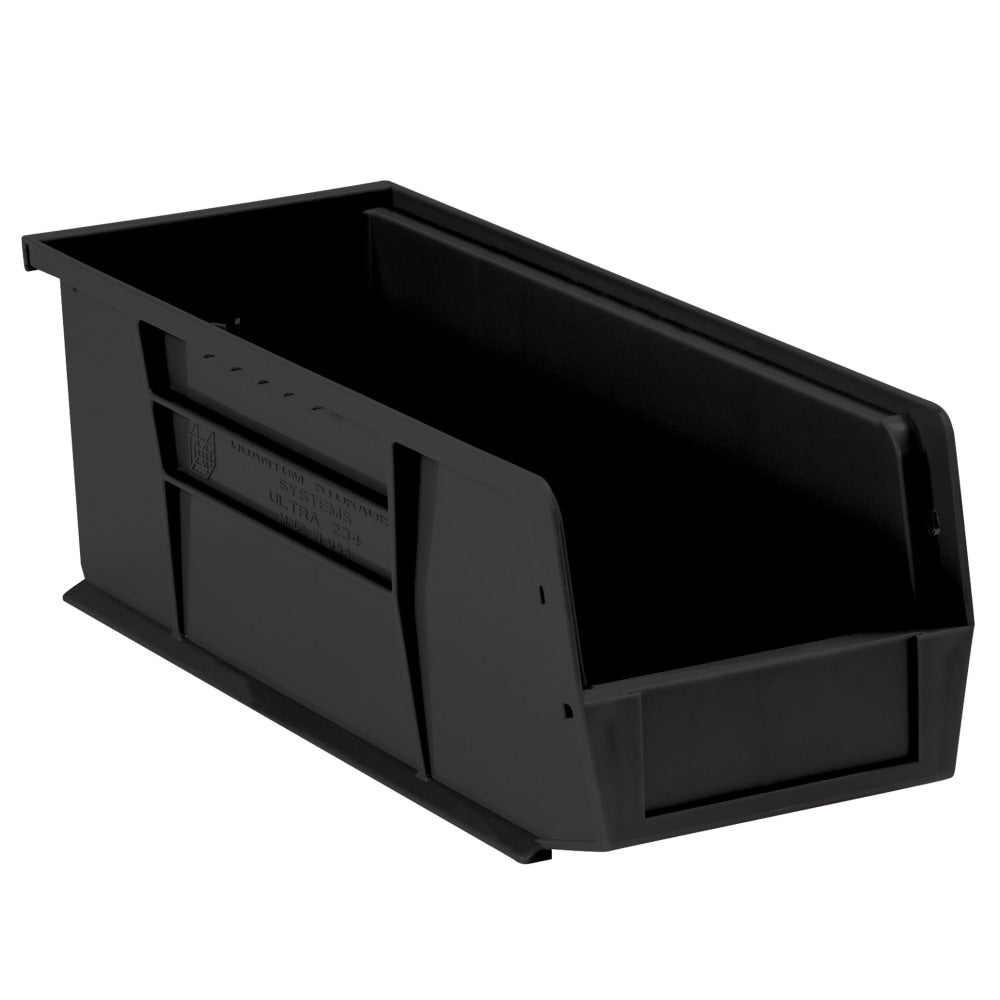 Partners Brand Plastic Stack & Hang Bin Boxes, Small Size, 10 7/8in x 4 1/8in x 4in, Black, Pack Of 12