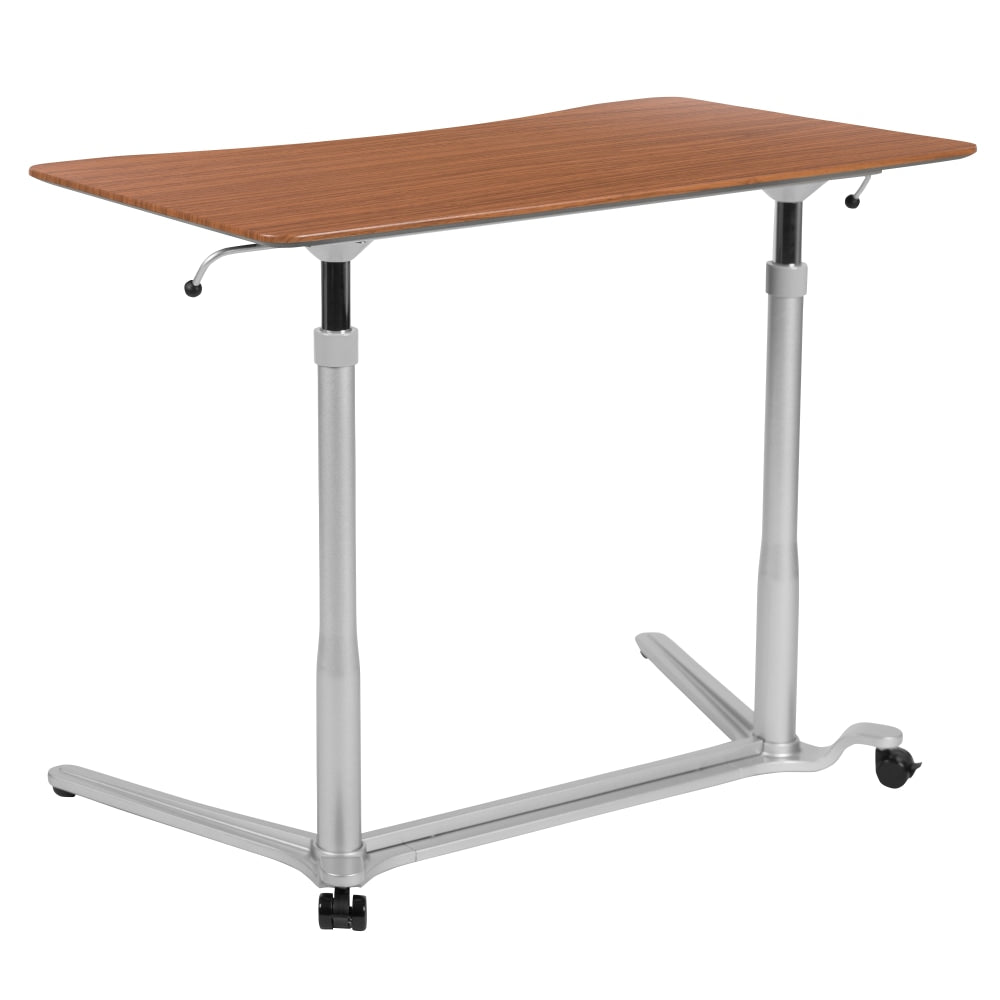 Flash Furniture 38inW Sit-Down/Stand-Up Ergonomic Computer Desk, Cherry