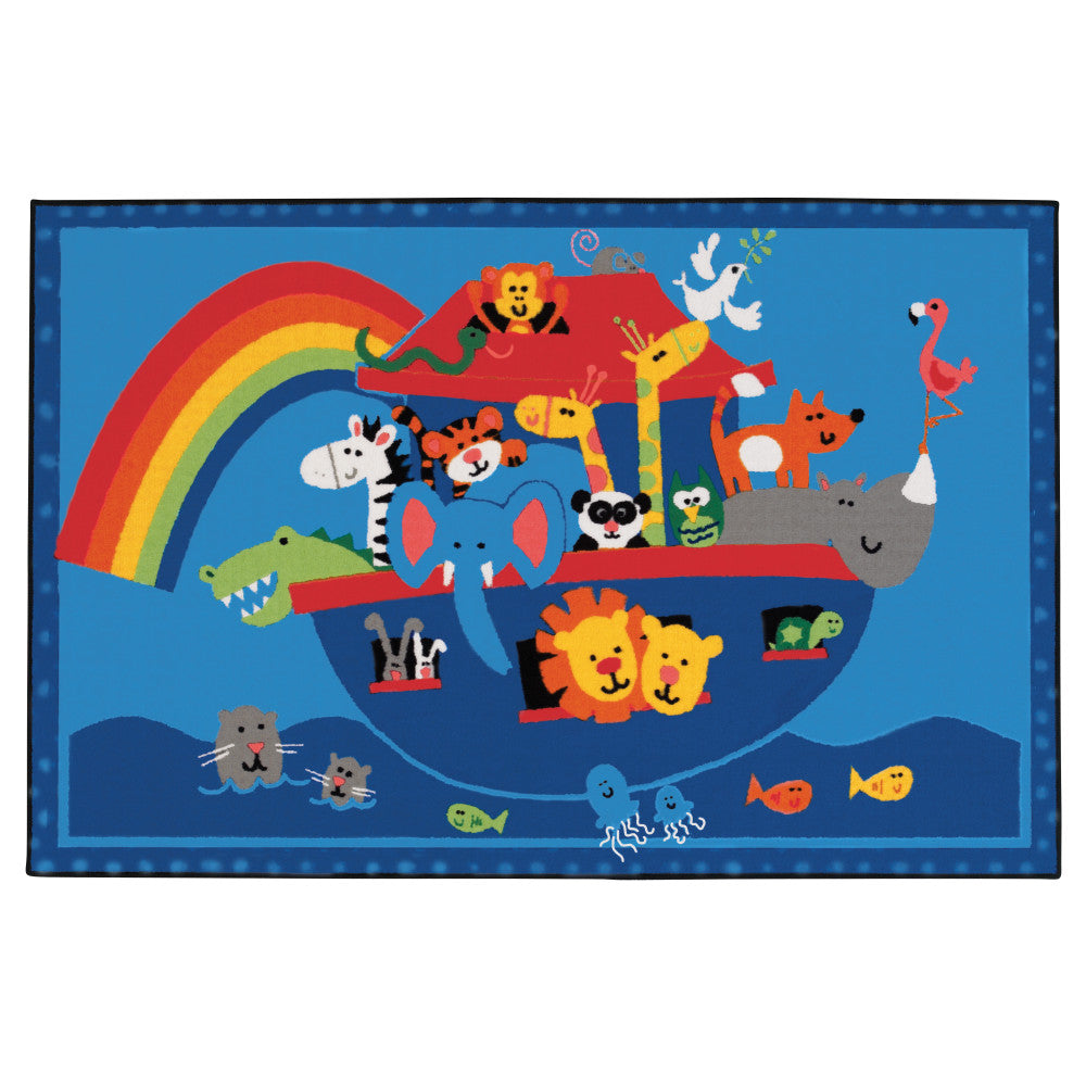 Carpets for Kids KID$Value Rugs Noahs Animals Activity Rug, 4ft x 6ft , Blue