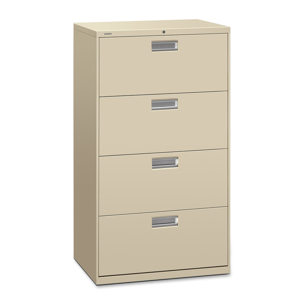 HON 600 30inW x 19-1/4inD Lateral 4-Drawer File Cabinet With Lock, Putty