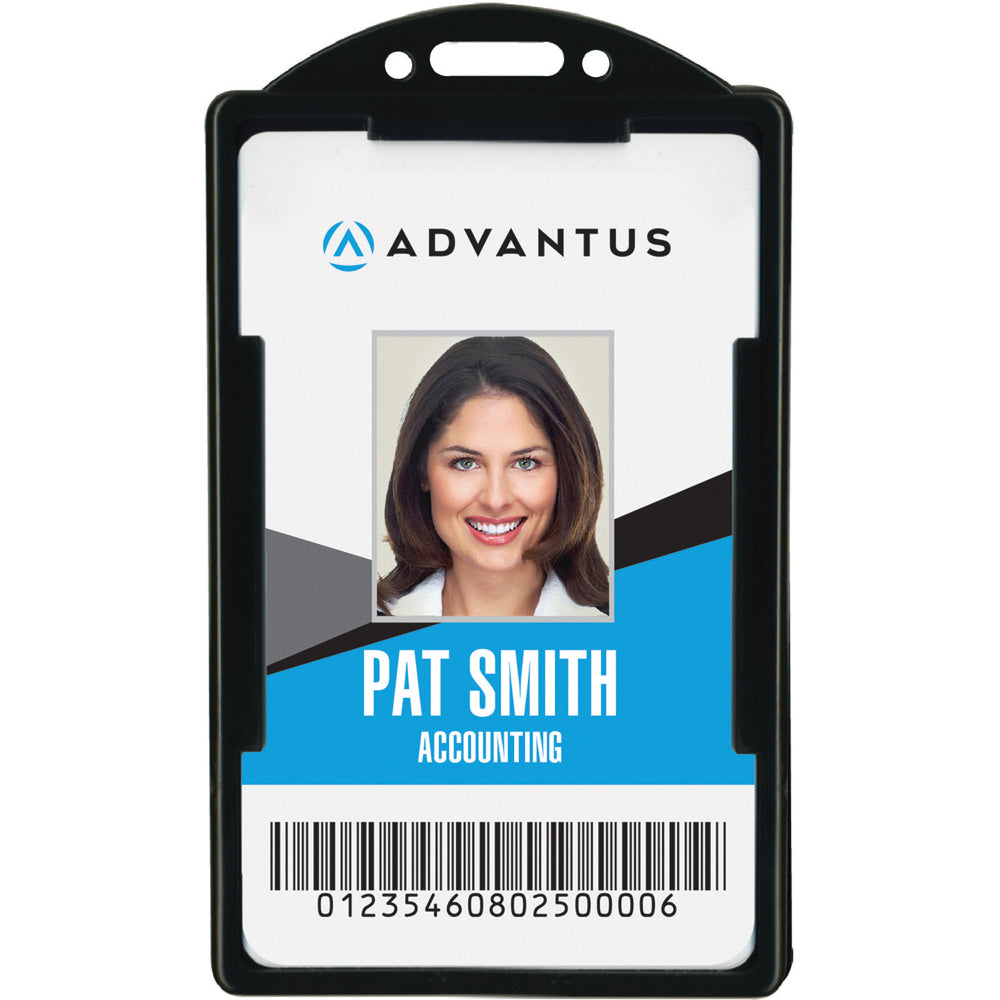 Advantus ID Card Holder - Support 2.13in x 3.38in Media - Vertical - 25 / Pack - Black