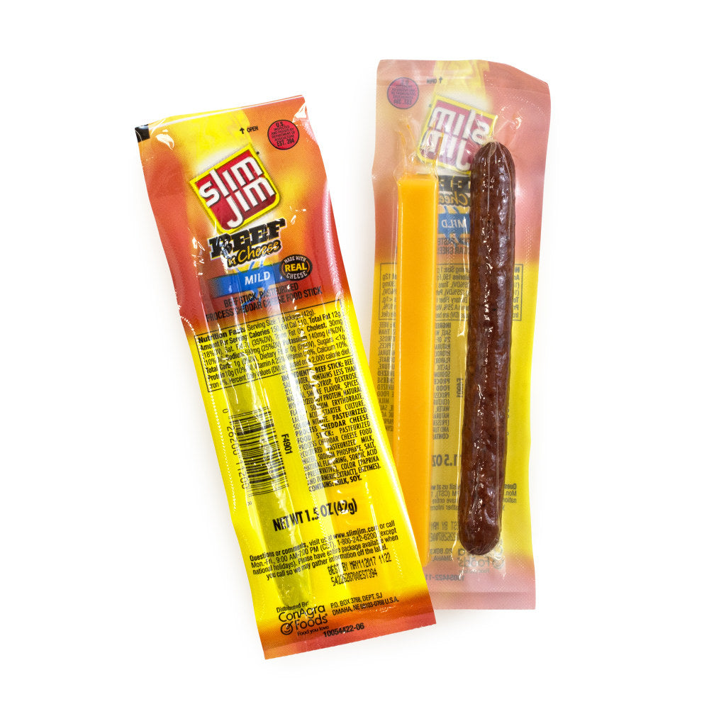 Slim Jim Beef And Cheese Packs, 1.5 Oz, Box Of 18 Packs