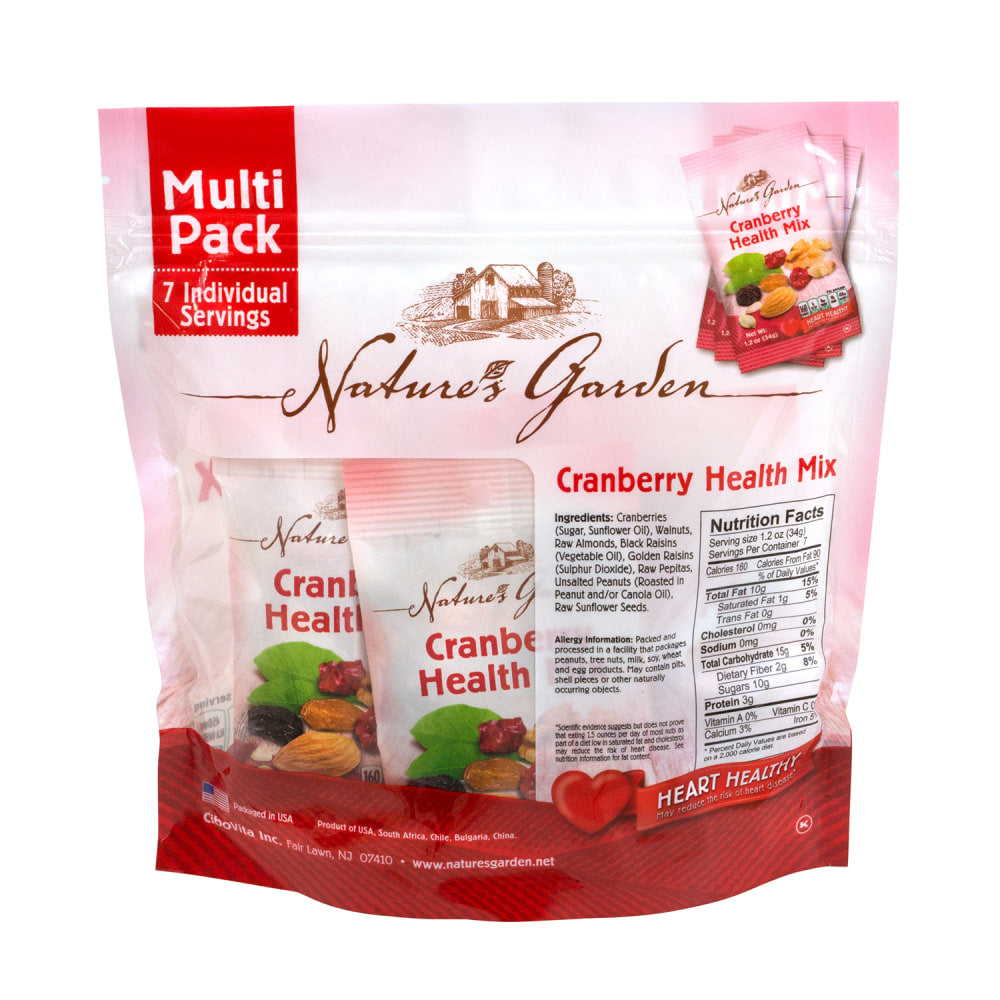 Natures Garden Cranberry Health Mix, 1.2 Oz, 7 Pouches Per Bag, Pack Of 6 Bags