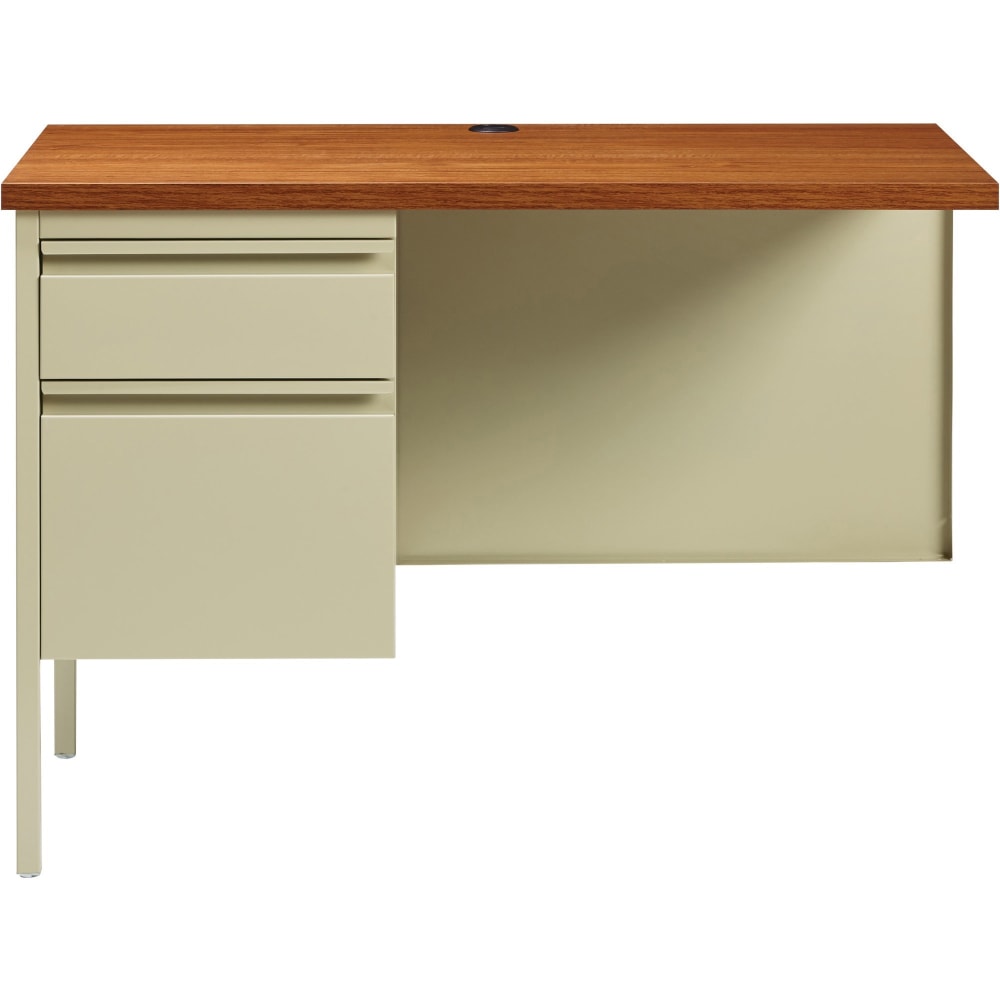 Lorell Fortress Series 42inW Steel Pedestal Return Desk, Left, Putty/Oak