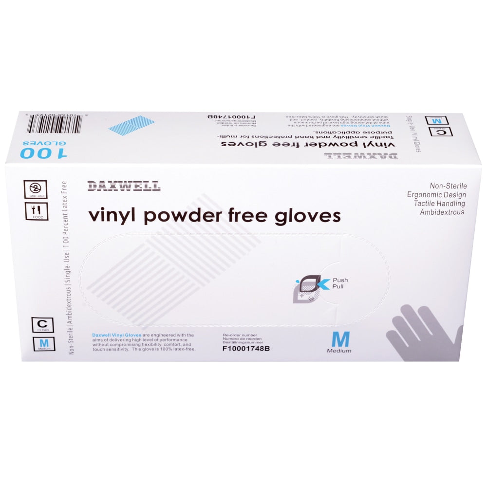 Powder-Free Vinyl Gloves, Medium, Box Of 100