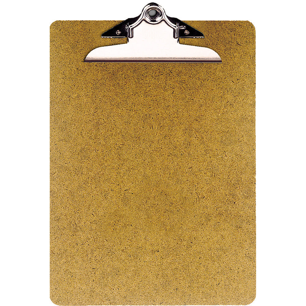 OIC 100% Recycled Hardboard Clipboard, Letter Size, 9in x 12 1/2in, Brown, 83140