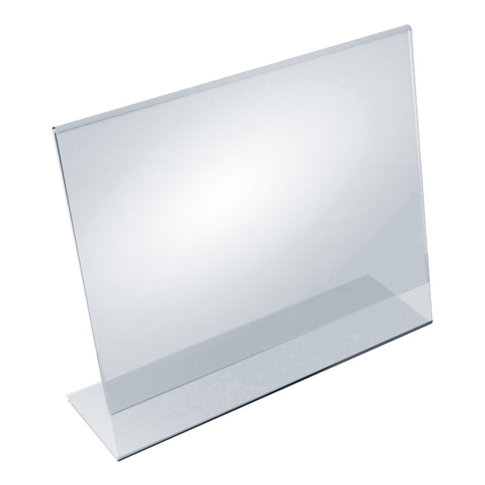 Azar Displays Acrylic Horizontal L-Shaped Sign Holders, 11inH x 14inW x 3inD, Clear, Pack Of 10 Holders