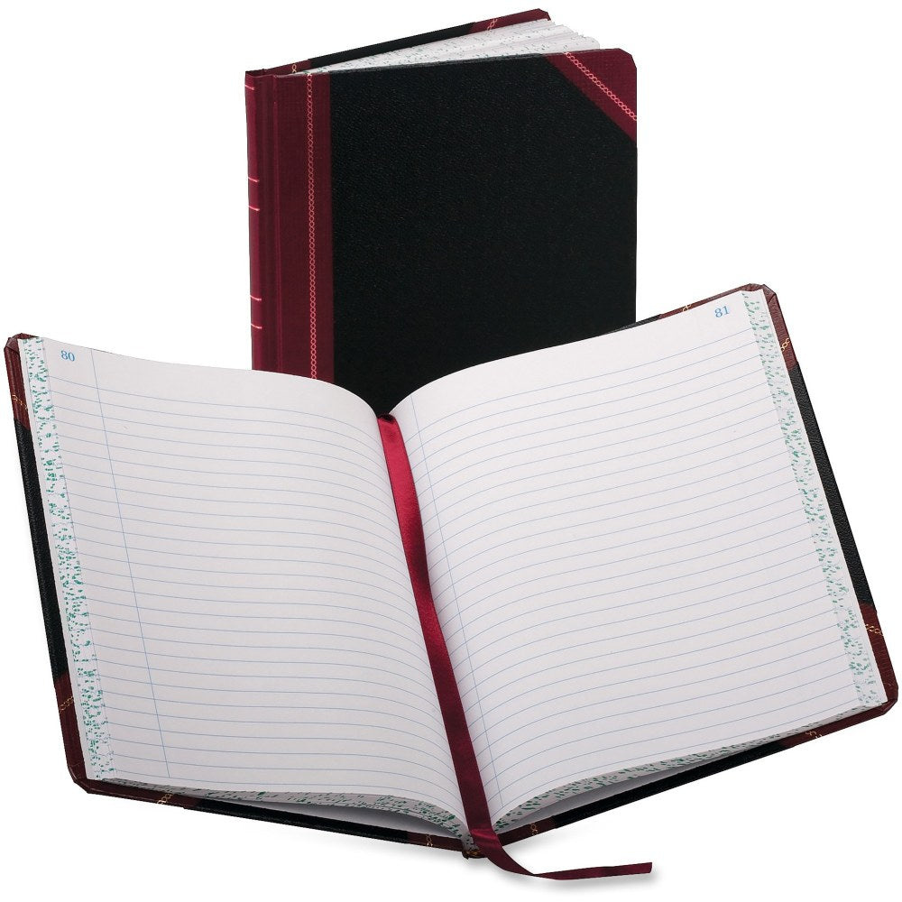 Boorum & Pease Account Book, Record, 7 5/8in x 9 5/8in, 150 Pages, Black/Burgundy