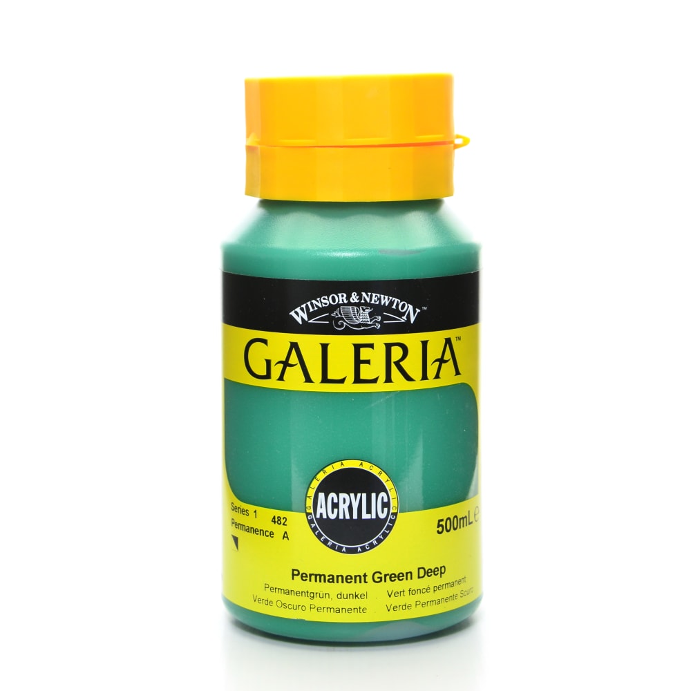 Winsor & Newton Galeria Flow Formula Acrylic Colors, 500 mL, Permanent Green Deep, 482