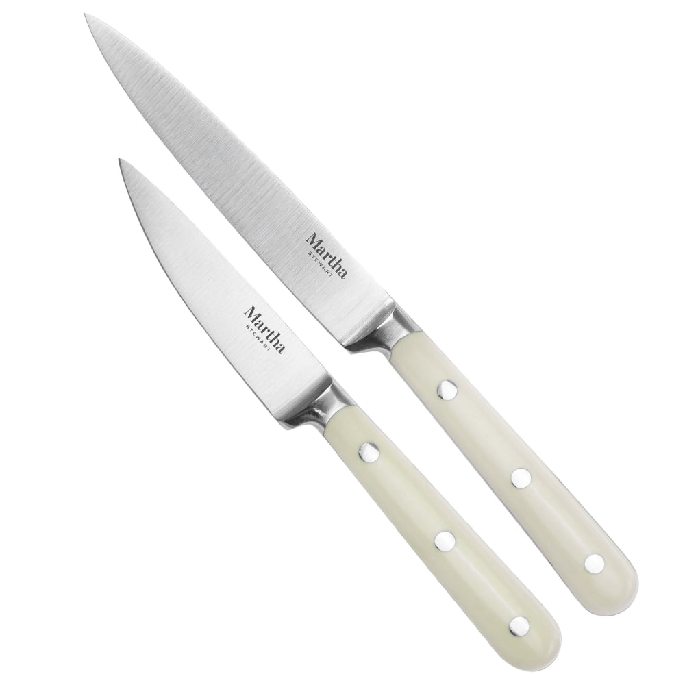 Martha Stewart Stainless Steel 2-Piece Cutlery Set, Cream