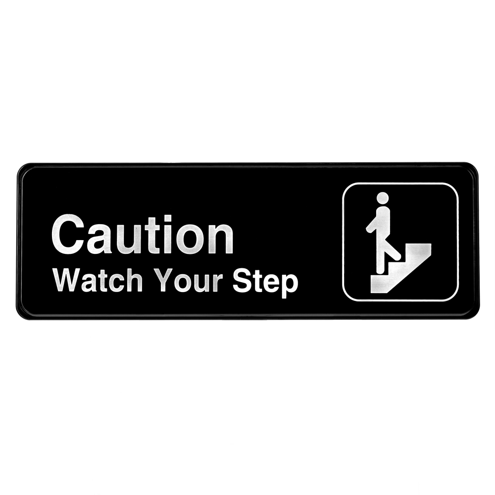 Alpine Caution - Watch Your Step Signs, 3in x 9in, Black, Pack Of 15 Signs