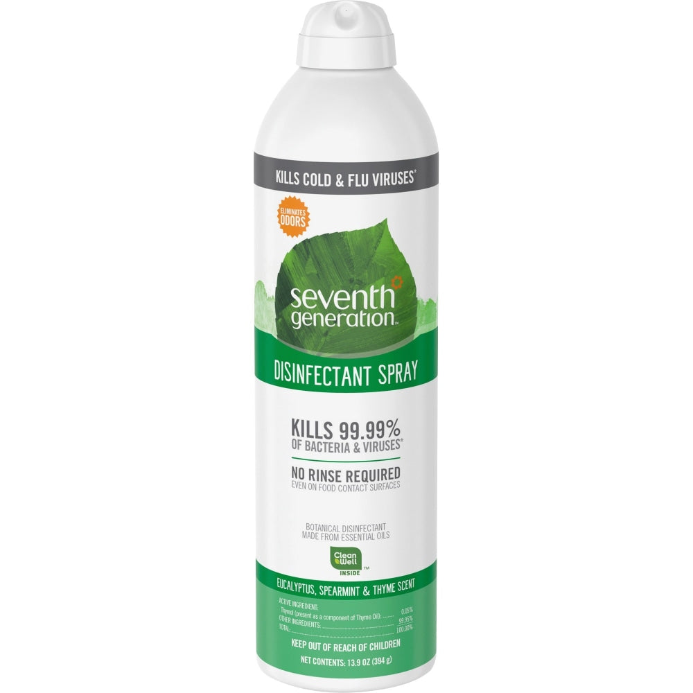 Seventh Generation Disinfectant Cleaner - Spray - 13.9 fl oz (0.4 quart) - Eucalyptus Spearmint & Thyme Scent - 8 / Carton - Clear